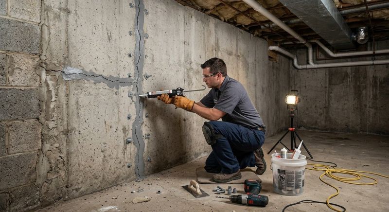 Basement Crack Repair in Quincy, MA