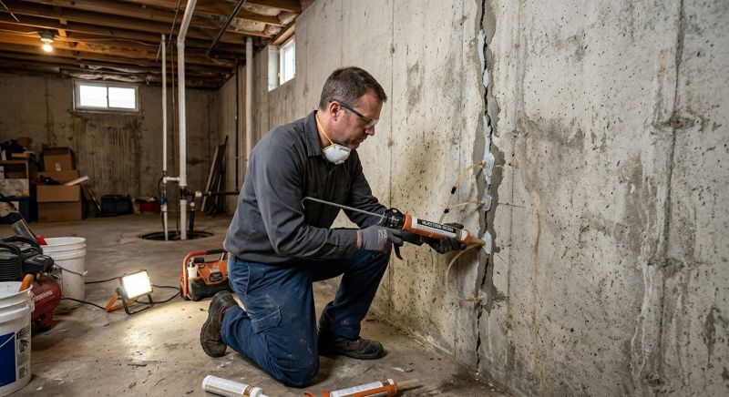 Basement Crack Repair in Quincy, MA