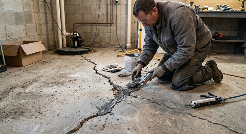 Cracked Basement Floor Repair in Quincy, MA