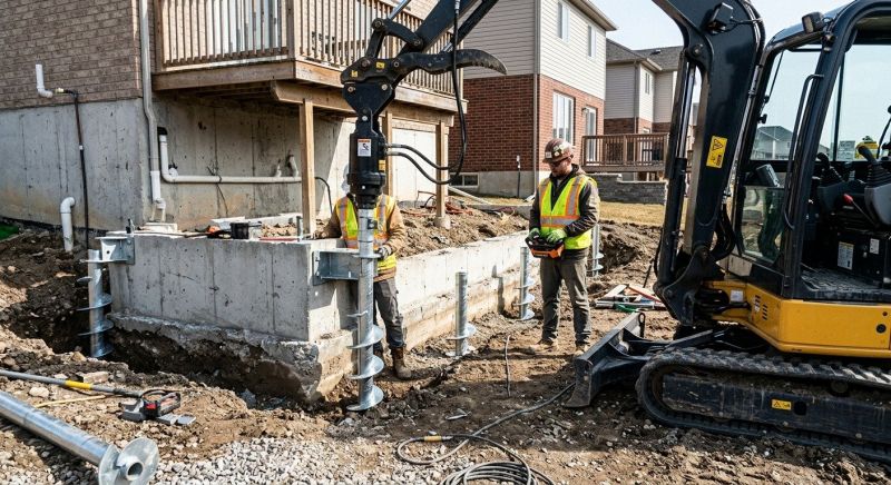 Helical Piers Installation in Quincy, MA