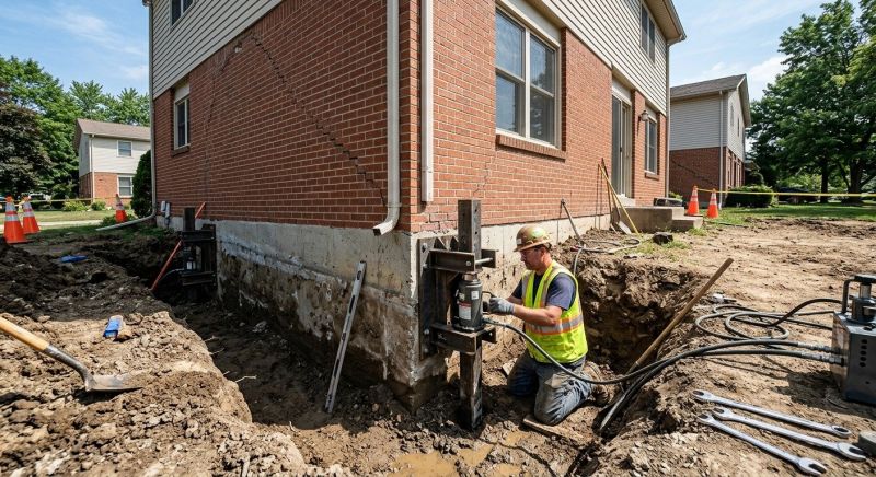 Sinking Foundation Repair in Burlington, MA