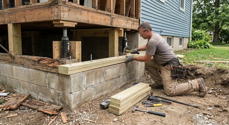 Sinking Foundation Repair in Lincoln, MA